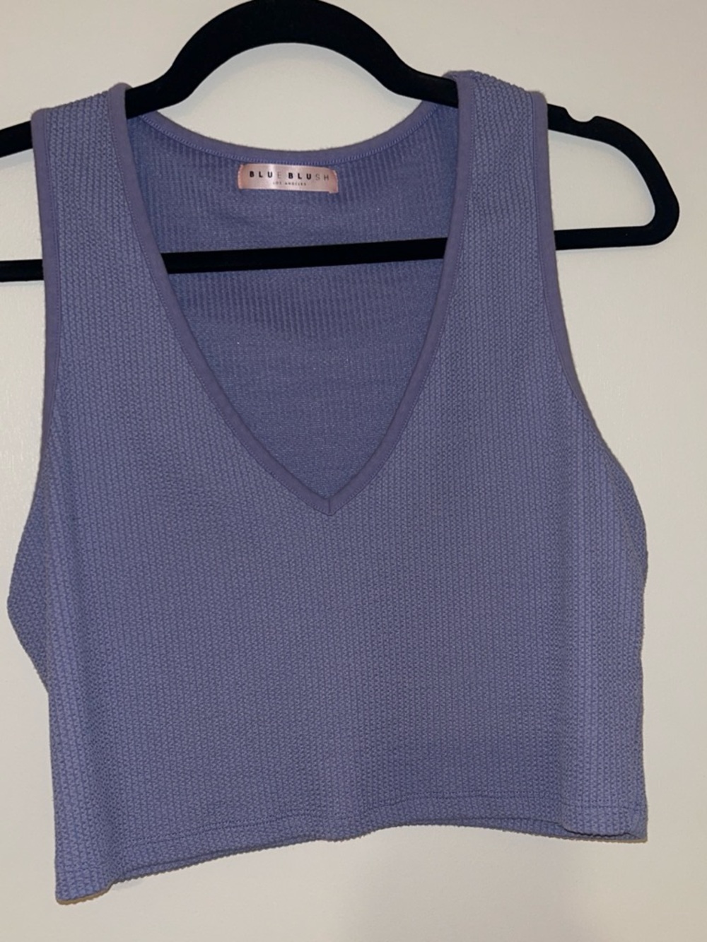 Blue Blush Lavender V-Neck Cropped Knit Tank